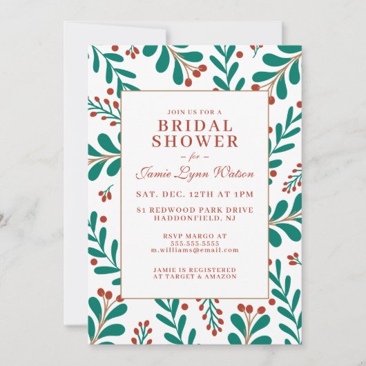 VRIJGEZELLENFEEST | Kerst Mistletoe & Holly Kaart (Voorkant)