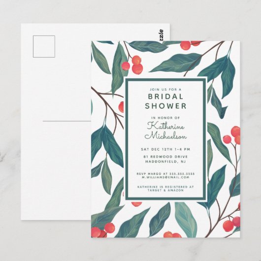 VRIJGEZELLENFEEST | Kerstfeestdag Floral Briefkaar Briefkaart (Voorkant / Achterkant)