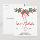 VRIJGEZELLENFEEST | Kerstfeestdag Holly Floral Briefkaart (Voorkant / Achterkant)