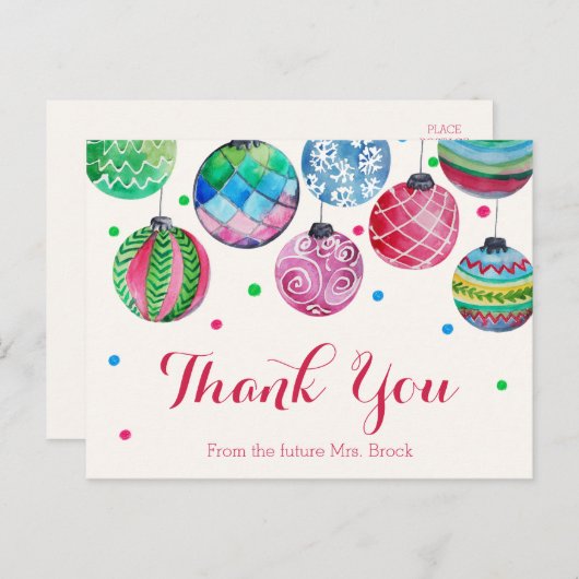 Vrijgezellenfeest kerstversiering Dank u wel Briefkaart (Voorkant / Achterkant)