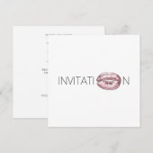 Vrijgezellenfeest Kiss Lips Black White Minimal Kaart (Voorkant / Achterkant)