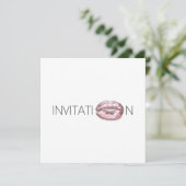 Vrijgezellenfeest Kiss Lips Black White Minimal Kaart (Staand voorkant)