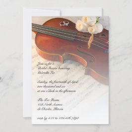 Vrijgezellenfeest Klassiek Violin and White Roses Kaart