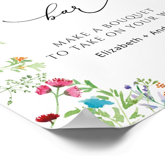 Vrijgezellenfeest Kleurrijke Wildflower Flower Bar Poster (Hoek)