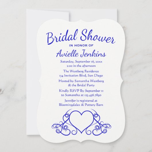 Vrijgezellenfeest kobalt blauw en wit hart Kaart (Voorkant)