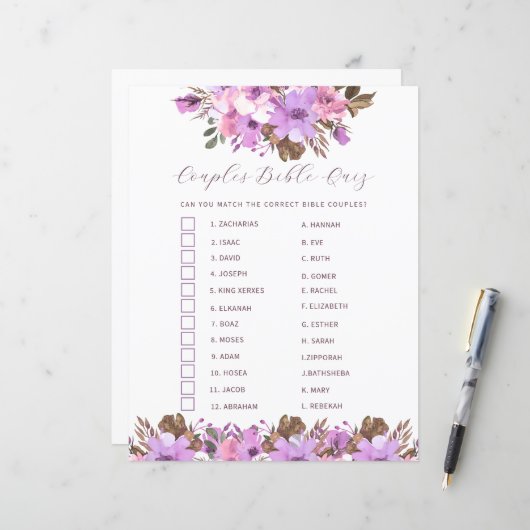 Vrijgezellenfeest Koppels Bijbelquiz (Voorkant / Achterkant in situ)