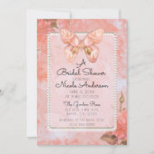 Vrijgezellenfeest koraalroze vlinder Roos Kaart (Voorkant)