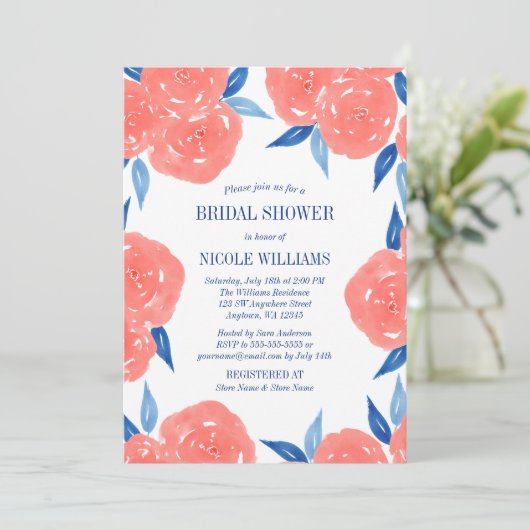 Vrijgezellenfeest koraalzeemacht blauw Waterverf b Kaart (Staand voorkant)