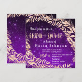 Vrijgezellenfeest krans Roos Gold Sky Stars Paarse Kaart (Voorkant / Achterkant)