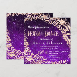 Vrijgezellenfeest krans Roos Gold Sky Stars Paarse Kaart