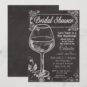 Vrijgezellenfeest krijt krijtbord wijnuitnodiging kaart