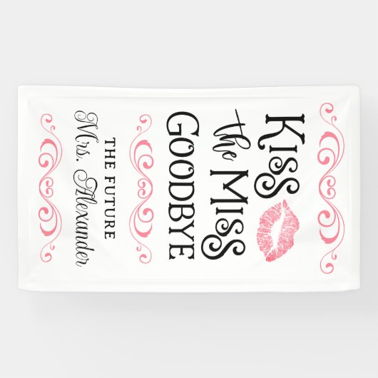 Vrijgezellenfeest kus de Miss Goodbye aangepaste k Spandoek (Horizontaal)
