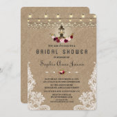 Vrijgezellenfeest  Lace Burlap String Lights Kaart (Voorkant / Achterkant)