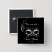 "Vrijgezellenfeest" — Lace Masquerade Mask Vierkante Button 5,1 Cm (Voorkant /achterkant)