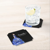 Vrijgezellenfeest Lady met Sparkly Blue Gown Mode Kartonnen Onderzetters (Insitu)