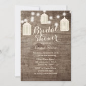 Vrijgezellenfeest Lantaarns & strings Rustic Wood Kaart (Voorkant)