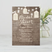 Vrijgezellenfeest Lantaarns & strings Rustic Wood Kaart (Staand voorkant)