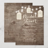 Vrijgezellenfeest Lantaarns & strings Rustic Wood Kaart (Voorkant / Achterkant)