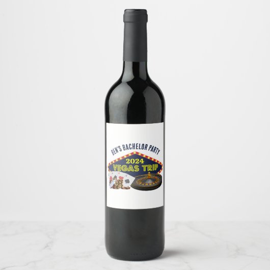  vrijgezellenfeest Las Vegas Trip Casino Wijn Etiket (Voorkant)