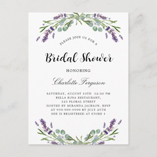Vrijgezellenfeest lavendel eucalyptusfloralen uitnodiging briefkaart (Voorkant)