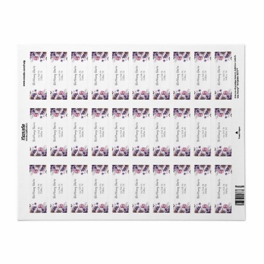 Vrijgezellenfeest Lavendel Floral Retouradres Etiket (Full Sheet)