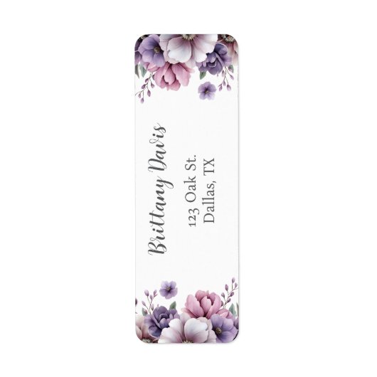 Vrijgezellenfeest Lavendel Floral Retouradres Etiket (Voorkant)