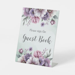 Vrijgezellenfeest Lavendel & Groene Bloemen Reclamebord Met Voetstuk