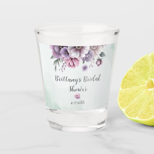 Vrijgezellenfeest Lavendel & Groene Bloemen Shot Glas (Voorkant)