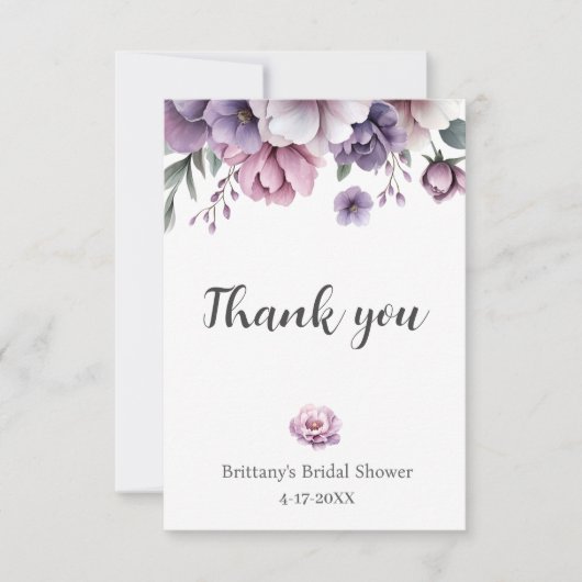 Vrijgezellenfeest Lavendel Waterverf Bloemen Bedankkaart (Voorkant)