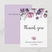 Vrijgezellenfeest Lavendel Waterverf Bloemen Bedankkaart (Voorkant / Achterkant)