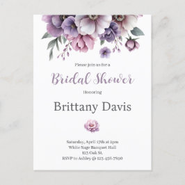 Vrijgezellenfeest Lavendel Waterverf Floral Briefk Feestdagenkaart