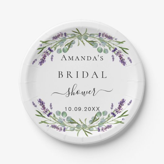 Vrijgezellenfeest lavender eucalyptus greenery papieren bordje (Voorkant)