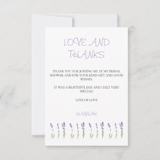 Vrijgezellenfeest Lavender Hartelijk dank Bedankkaart (Voorkant)