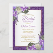 vrijgezellenfeest - Lavender Paars Damask & Gold Kaart (Voorkant)