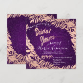 Vrijgezellenfeest Leafs Glitter Roos Gold Violet P Kaart (Voorkant / Achterkant)