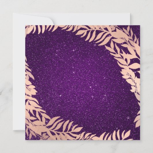 Vrijgezellenfeest Leafs Glitter Roos Gold Violet P Kaart (Achterkant)