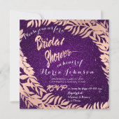 Vrijgezellenfeest Leafs Glitter Roos Gold Violet P Kaart (Voorkant)