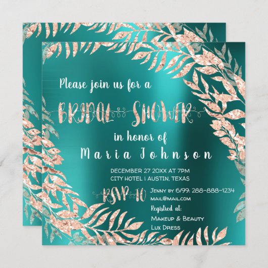 Vrijgezellenfeest Leafs Wrath Glitter Roos Gold Bl Kaart (Voorkant / Achterkant)