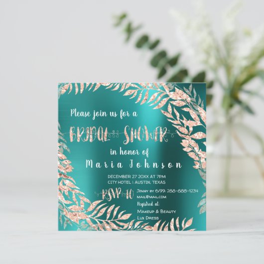 Vrijgezellenfeest Leafs Wrath Glitter Roos Gold Bl Kaart (Staand voorkant)