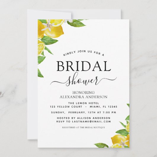 Vrijgezellenfeest Lemon Citrus Summer Kaart (Voorkant)