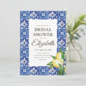 Vrijgezellenfeest Lemon Foliage Blue Mediterranean Kaart (Staand voorkant)