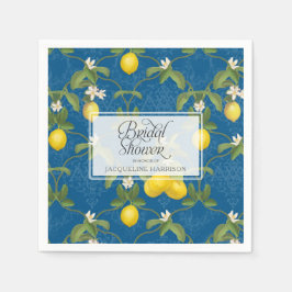 Vrijgezellenfeest Lemon Royal Blauw Wit Citrus Blo Servet