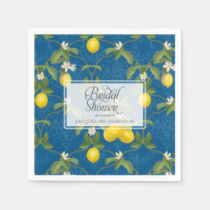 Vrijgezellenfeest Lemon Royal Blauw Wit Citrus Blo Servet