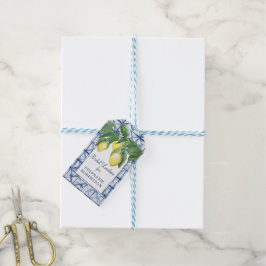 Vrijgezellenfeest Lemon Thema w Shibori Blue Art Cadeaulabel