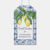 Vrijgezellenfeest Lemon Thema w Shibori Blue Art Cadeaulabel (Voorkant)