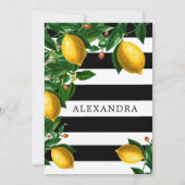 Vrijgezellenfeest Lemons Black White Stripe Elegan Kaart (Achterkant)