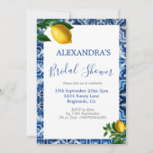 Vrijgezellenfeest Lemons Blue White Tuscan Tile Kaart (Voorkant)
