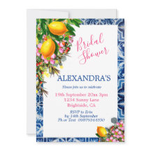Vrijgezellenfeest Lemons Floral Blue White Tile