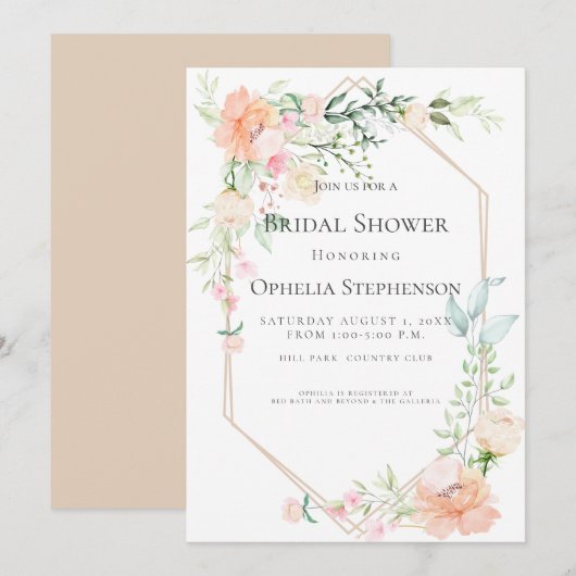 VRIJGEZELLENFEEST | Lente Bloeit In Pastel Coral Kaart (Voorkant / Achterkant)