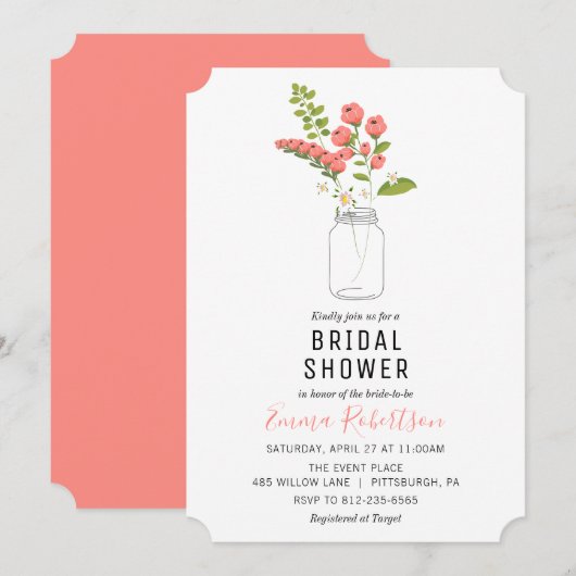 Vrijgezellenfeest Lente Boeket Douche uitnodiging (Voorkant / Achterkant)